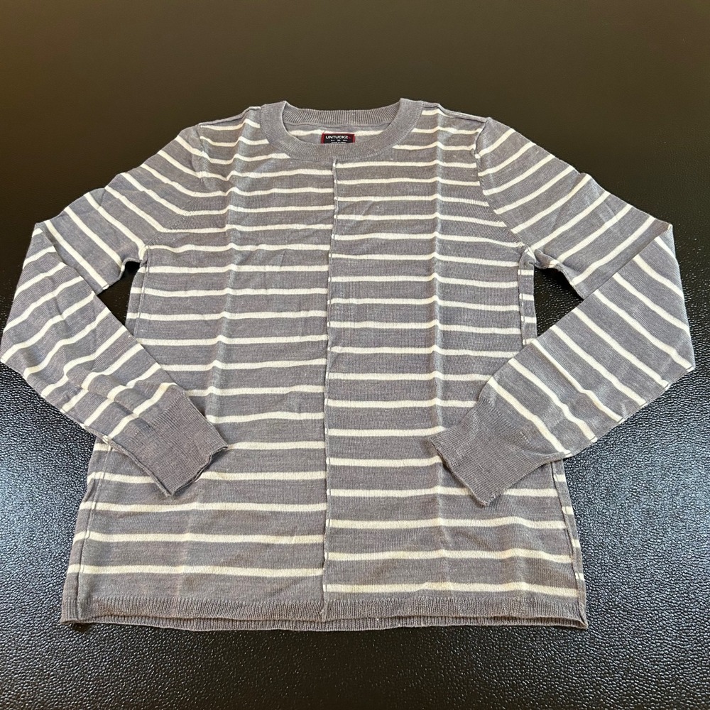 UNTUCKIT Merino Wool Blend Striped Sweater Crew Neck Pullover Womens Extra Small